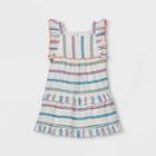 Toddler Girls' Striped Tiered Ruffle Sleeve Dress - Cat & Jack Cream