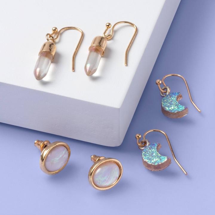 More Than Magic Girls' Moon And Shard Drop Earring Set - More Than