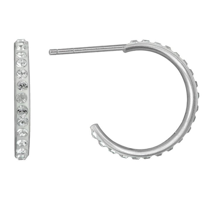Target Girls' Sterling Silver 3/4 Hoop With Crystals-white
