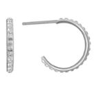 Target Girls' Sterling Silver 3/4 Hoop With Crystals-white