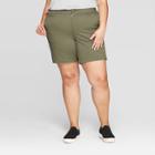Women's Plus Size 7 Chino Shorts With Comfort Waistband - Ava & Viv Olive (green)