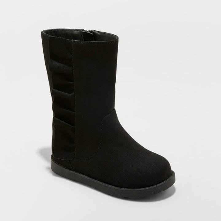 Toddler Girls' Reva Ruffle Boot - Cat & Jack Black