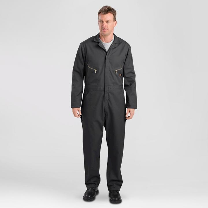 Dickies Men's Deluxe Long Sleeve Blended Twill Coverall - Black L, Men's,