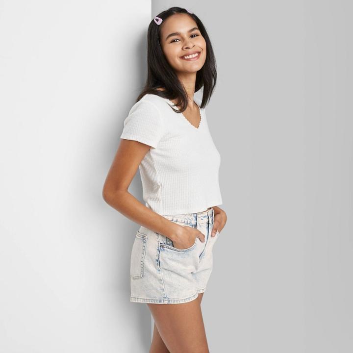 Women's High-rise Mom Jean Shorts - Wild Fable Light Acid Wash