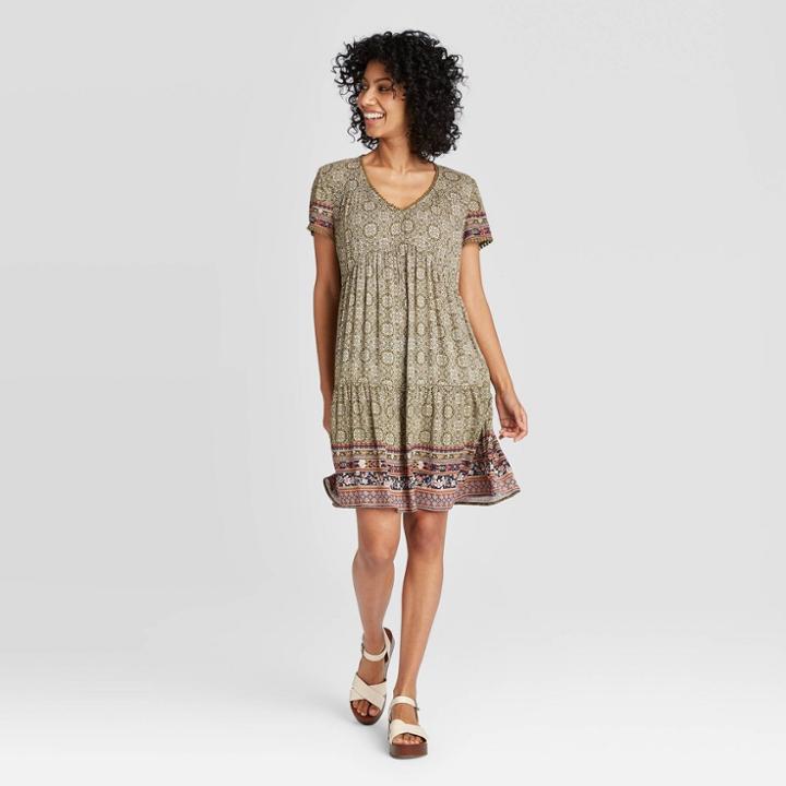 Women's Printed Short Sleeve Dress - Knox Rose Green