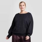 Women's Plus Size Textured Long Sleeve Crewneck Top - Prologue Black 1x, Women's,