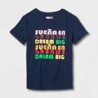 No Brand Pluslatino Heritage Month Kids' Gender Inclusive Suena En Grande Short Sleeve Round Neck T-shirt - Blue