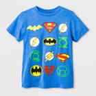 Boys' Dc Comics Dc Super Heroes Logo Short Sleeve Graphic T-shirt - Royal Heather