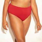 Women's Plus Size Tie Back Dot Texture High Waist Bikini Bottom - Xhilaration Sangria Red