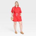 Women's Plus Size Short Sleeve Boilersuit - Universal Thread Red