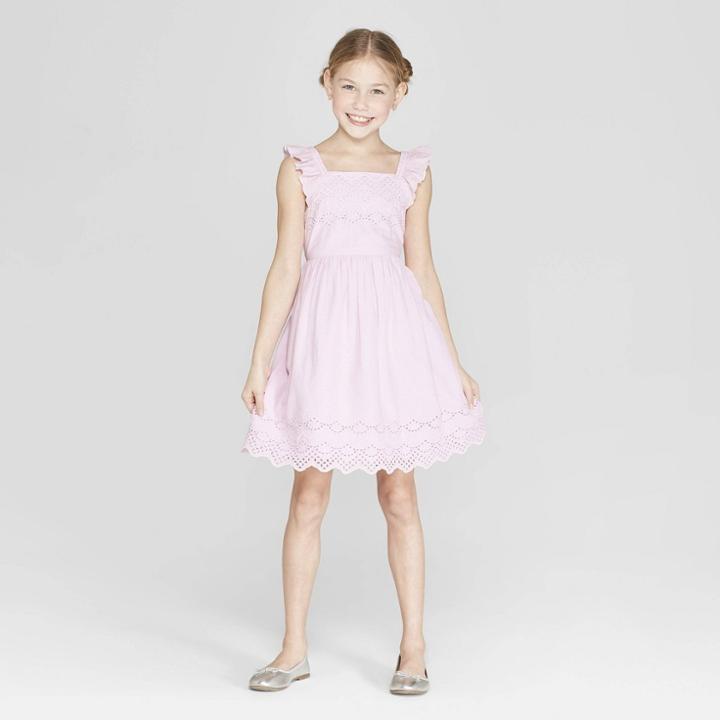 Girls' Eyelet Scallop Dress - Cat & Jack Purple