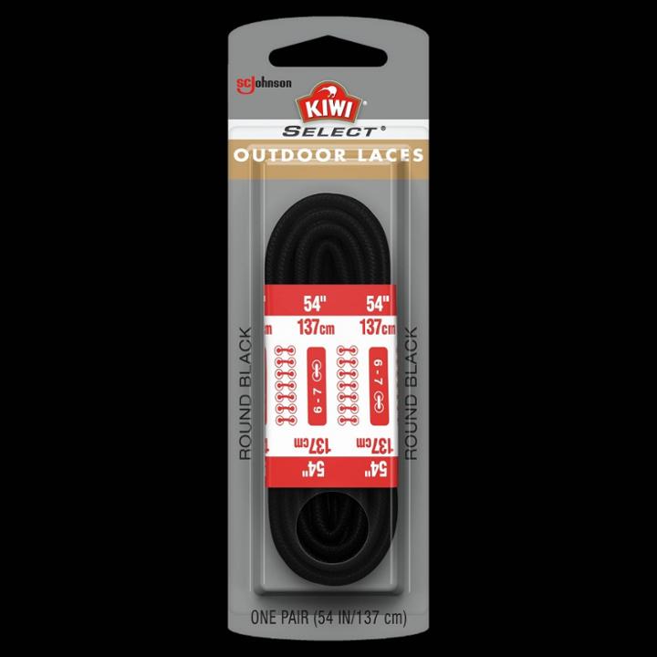 Kiwi Shoelaces Outdoor Round Blk Black, Adult Unisex