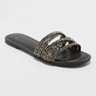 Women's Amie Embellished Strappy Slide Sandals - A New Day Black