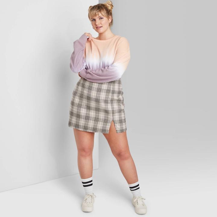 Women's Plus Size Plaid Mini Skirt - Wild Fable Black