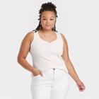 Women's Plus Size Sweetheart Slim Fit Tank Top - Ava & Viv White X