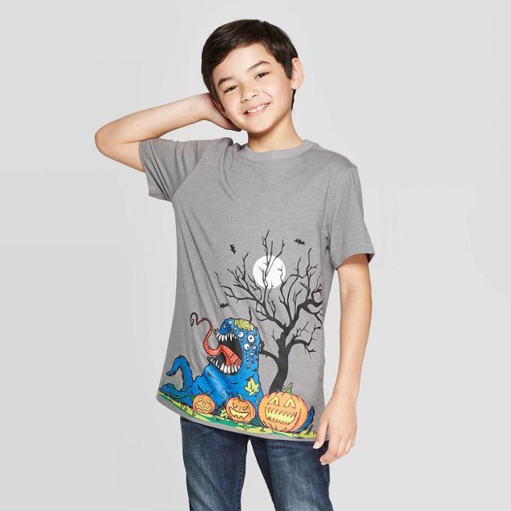Boys' Short Sleeve Halloween T-shirt - Cat & Jack Gray