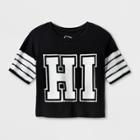 Girls' Hi Bye Bye Graphic 3/4 Sleeve T-shirt - Art Class Black