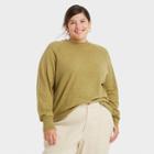 Women's Plus Size Crewneck Light Weight Pullover Sweater - A New Day Green