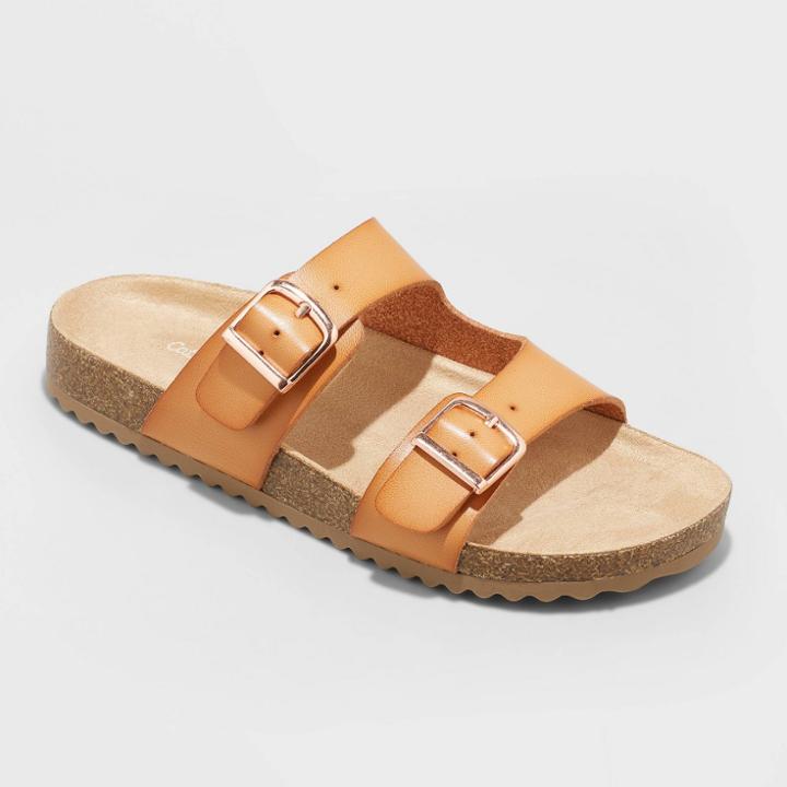 Girls' Drew Slip-on Footbed Sandals - Cat & Jack Cognac