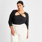 Women's Plus Size Ribbed Cut Out Neck Bodysuit - Future Collective With Kahlana Barfield Brown Black