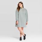 Women's Plus Size Long Sleeve Crewneck Sweater Dress - Universal Thread Green
