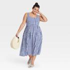 Women's Plus Size Sleeveless Tie-back Tiered Dress - Ava & Viv Navy Blue X