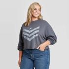 Grayson Threads Women's Plus Size Simple Cropped Graphic Sweatshirt - Dark Gray