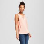 Women's Floral Print Cross Front Mixed Media Tank Top - Soul Cake (juniors') Ivory