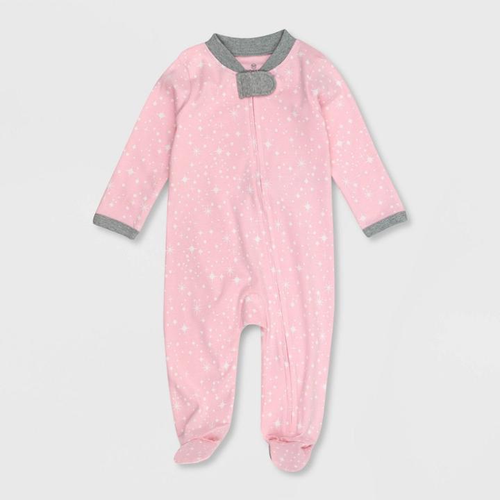 Honest Baby Girls' Organic Cotton Twinkle Star Sleep N' Play - Pink Newborn