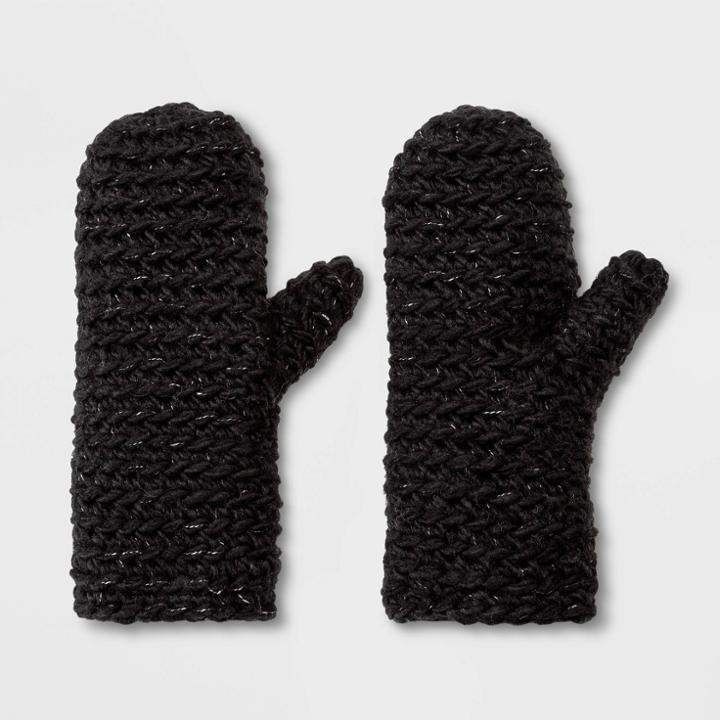 Women's Hand Knit Mittens - Universal Thread Black