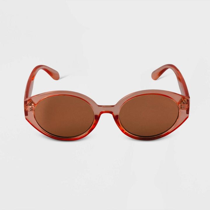 Women's Crystal Oval Sunglasses - A New Day Peach, Pink
