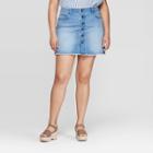 Women's Plus Size Button Front Mini Skirt - Universal Thread Medium Blue