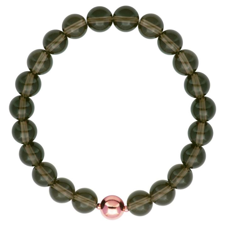 Target Genuine Smoky Quartz With 14k Rose Gold Over Fine Silver Plated Bronze Accent Bead Stretch Bracelet - 6.5, Girl's, Quartz Gray