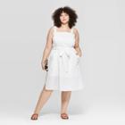 Women's Plus Size Sleeveless Square Neck Belted Dress - Universal Thread White X
