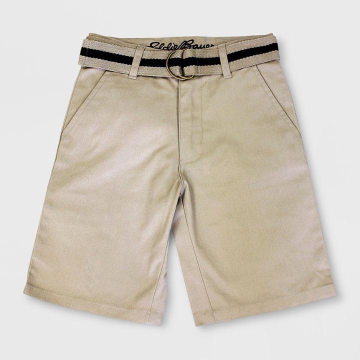 Eddie Bauer Boys' Twill Shorts With Belt Khaki (green)