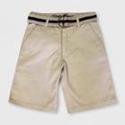 Eddie Bauer Boys' Twill Shorts With Belt Khaki (green)