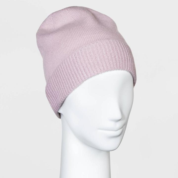 Women's Cashmere Beanie - A New Day Blush/lilac