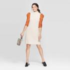 Women's Casual Fit Sleeveless Mock Turtleneck Sweater Dress - A New Day Oatmeal L, Women's,