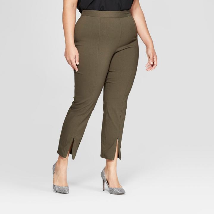 Women's Plus Size Skinny Zip Crop Pants - Who What Wear Olive (green)