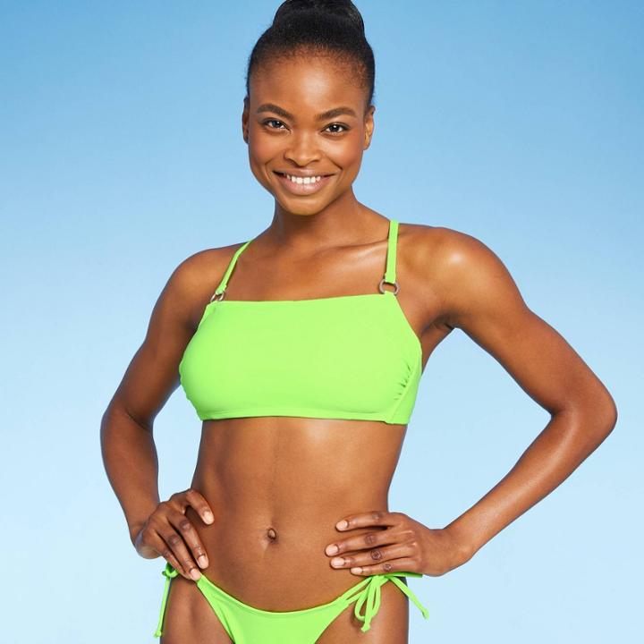Juniors' Mini Ring Bralette Bikini Top - Xhilaration Green Apple D/dd Cup