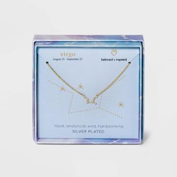 Beloved + Inspired Silver Plated Zodiac Sign Constellation Pendant Necklace - Virgo