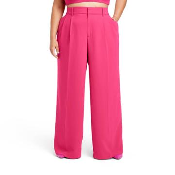 Women's Plus Size High-waist Wide Leg Tailored Trousers - Sergio Hudson X Target Pink