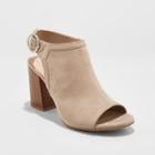 Women's Rhea Open Toe Stacked Heeled Pumps - A New Day Almond Cream