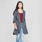 Women's Long Sleeve Crochet Trim Open Layering Jacket - Knox Rose Charcoal