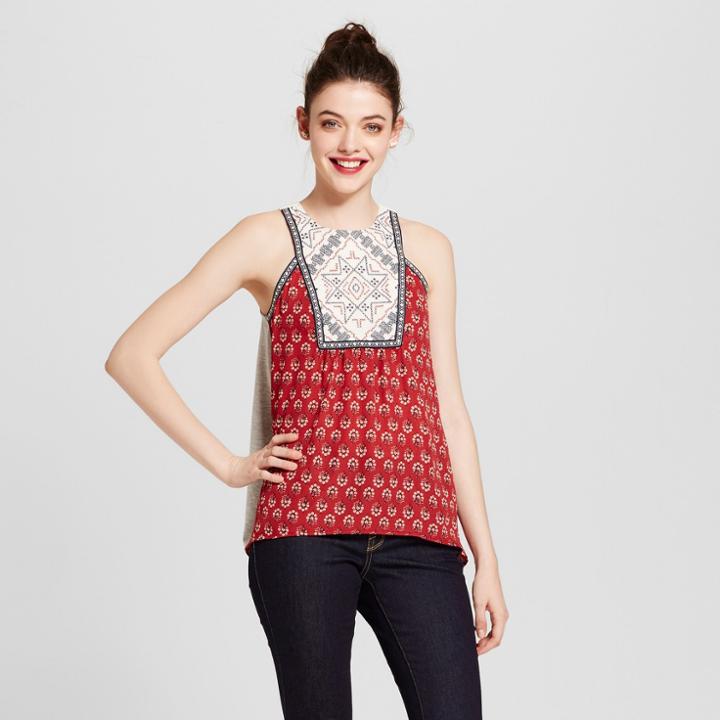 Women's Sharkbite Knit-to-woven Tank - Xhilaration (juniors') Red