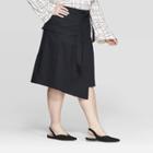 Women's Plus Size Mid-rise Front Tie Wrap Skirt - Prologue Black