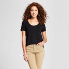 Women's Standard Fit Any Day Short Sleeve Scoop T-shirt - A New Day Black