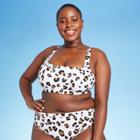 Juniors' Plus Size Ribbed Bralette Bikini Top - Xhilaration White Animal Print