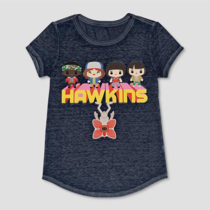 Girls' Stranger Things Hawkins Short Sleeve T-shirt - Blue