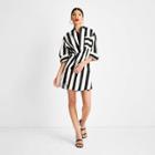 Women's Striped Asymmetrical Long Sleeve Shirtdress - Future Collective With Kahlana Barfield Brown Black/white